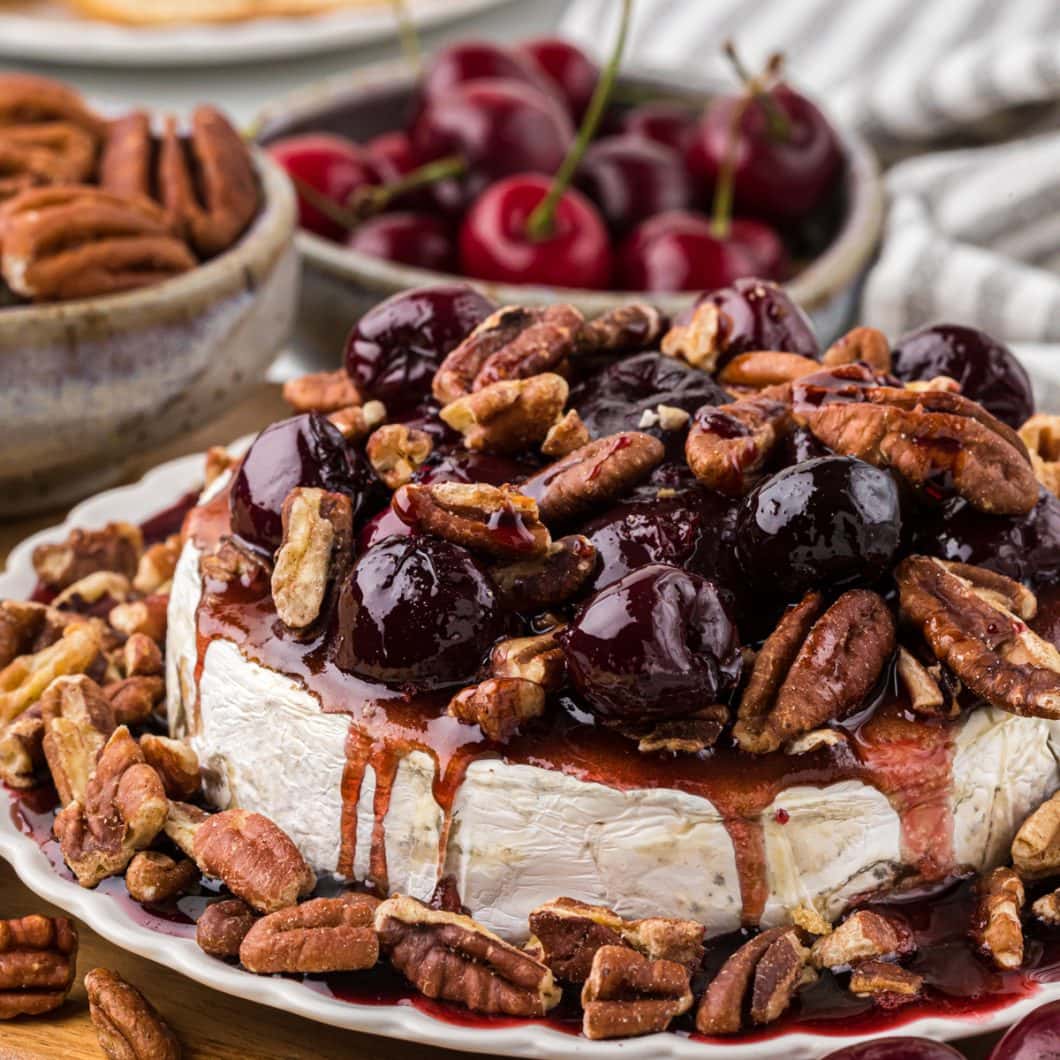 Baked Brie with Pecans and Cherry Sauce