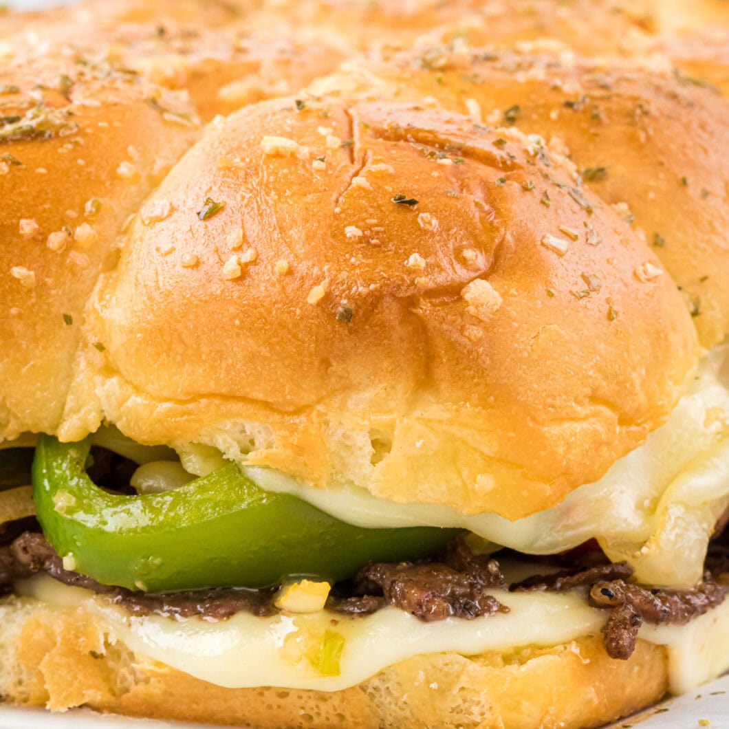 Philly Cheesesteak Sliders with Hawaiian Rolls