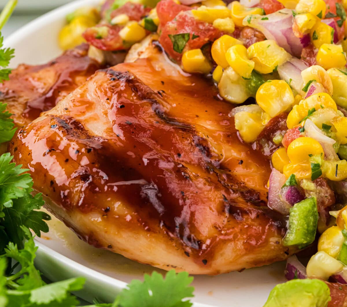 Easy Brined Barbecue Chicken with Roasted Corn Salsa